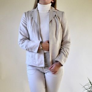 Beige Suede Blazer Jacket